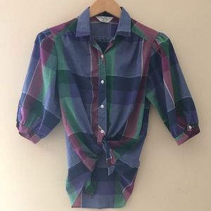 Cheryl Tiegs Plaid Button-Down